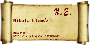 Nikola Elemér névjegykártya