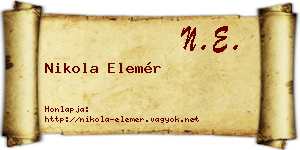 Nikola Elemér névjegykártya